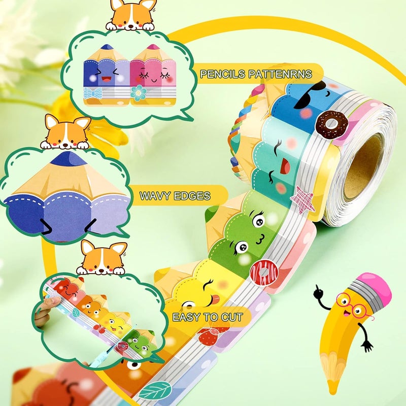 Eersida 65.6 ft Colorful Pencil Bulletin Board Borders With Cute Faces - Border Trim Paper Cutouts for Classroom Decorations, Preschool, Daycare, Kindergarten, Chalkboard, Desks, Windows - Image 3